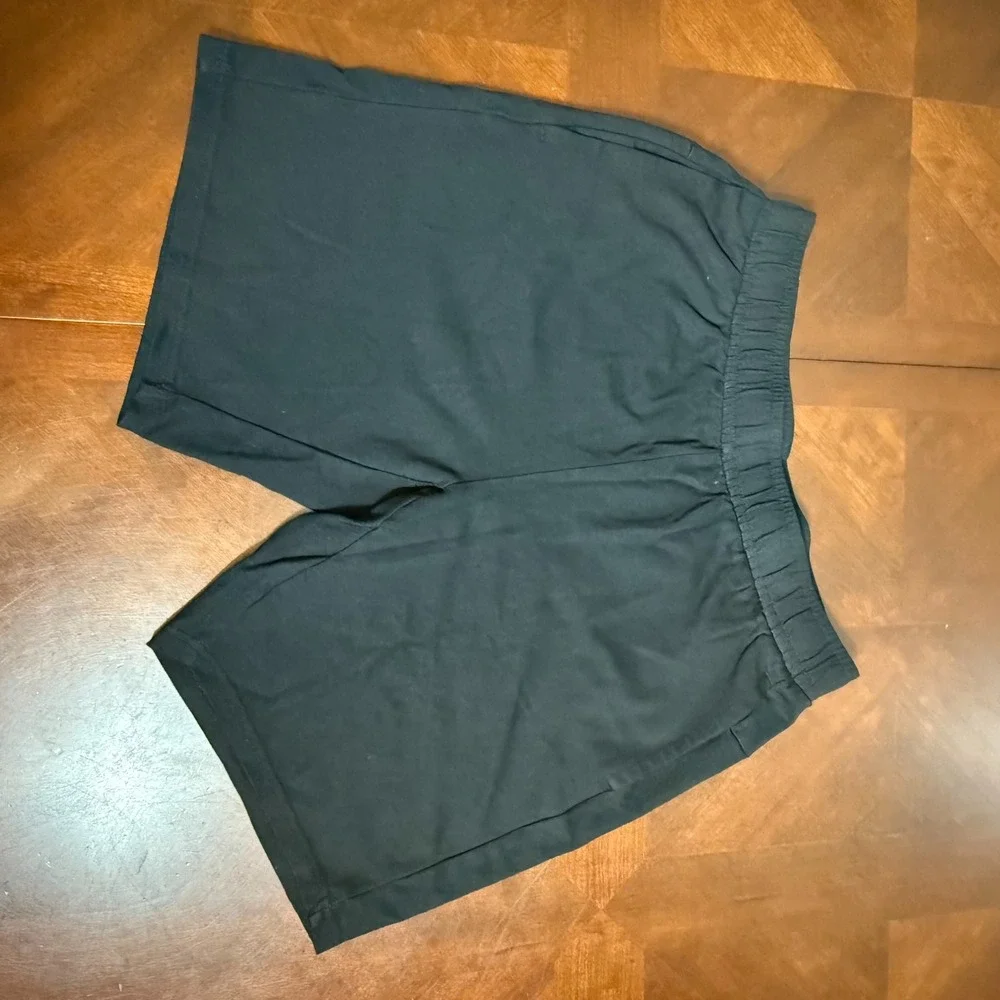 Members Mark Luxe Mens M Black Drawstring Lounge‎ Short Zip Pocket Comfort